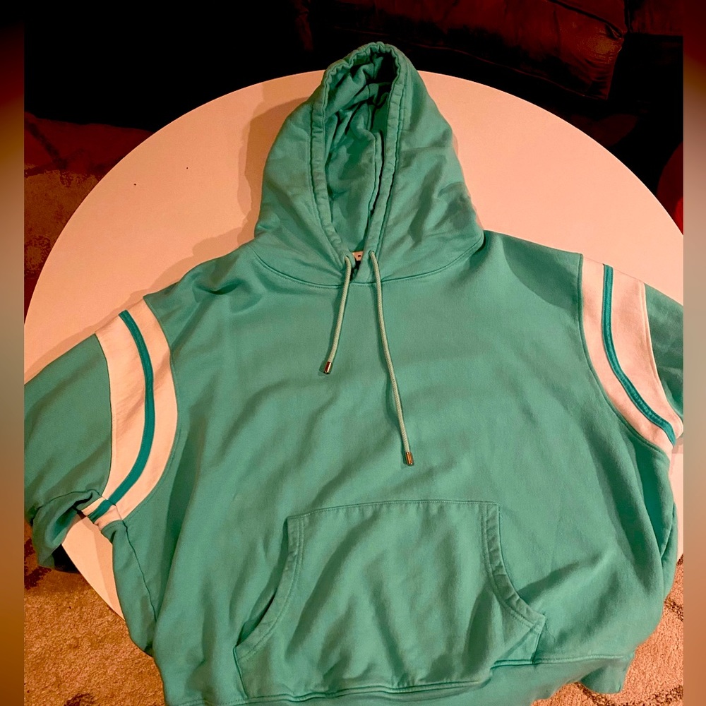 MNML LA hoodie Teal and White.